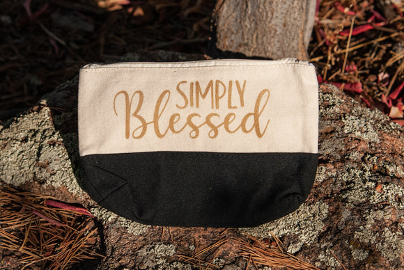 Simply Blessed Canvas Makeup Bag