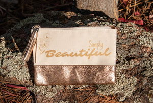 "Simple Beautiful" Small Rose Gold Canvas Bag