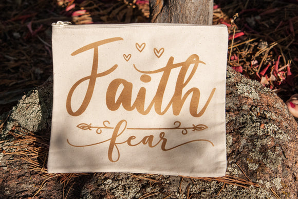 Faith Over Fear Large Canvas Bag