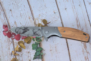 Olive Wood Folding Pocket Knife