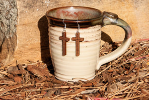 Walnut Cross Earrings