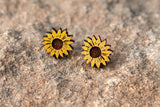 Sunflower & Leaf Stud Earrings