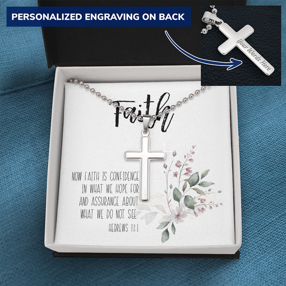 Beautiful White Gold Finish Cross Necklace (Military Chain)