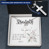 Beautiful White Gold Finish Cross Necklace (Military Chain)